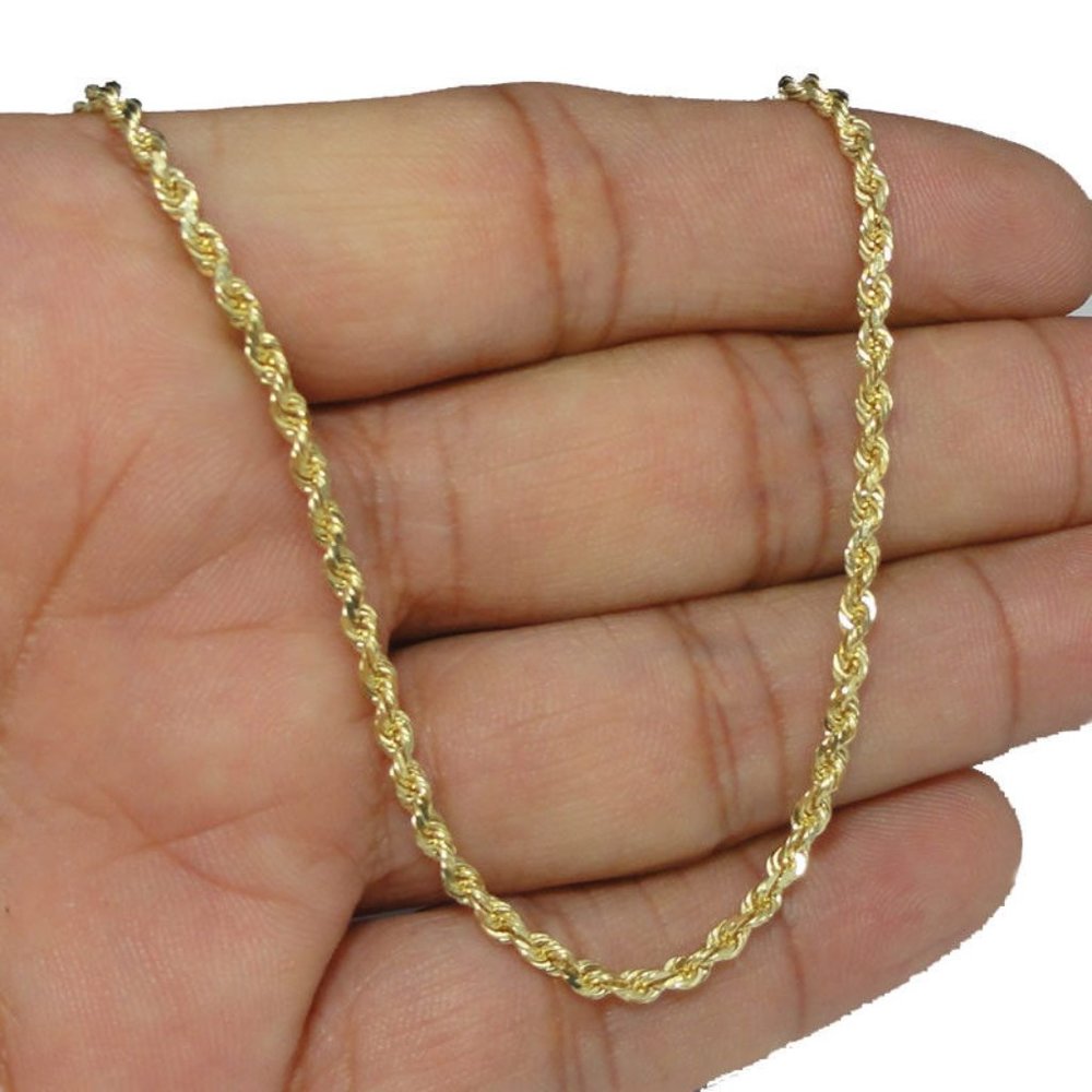 10K Yellow Gold Santa Muerte Grim Reaper Pendant & 2mm Rope Chain Necklace Set - Picture 7 of 9